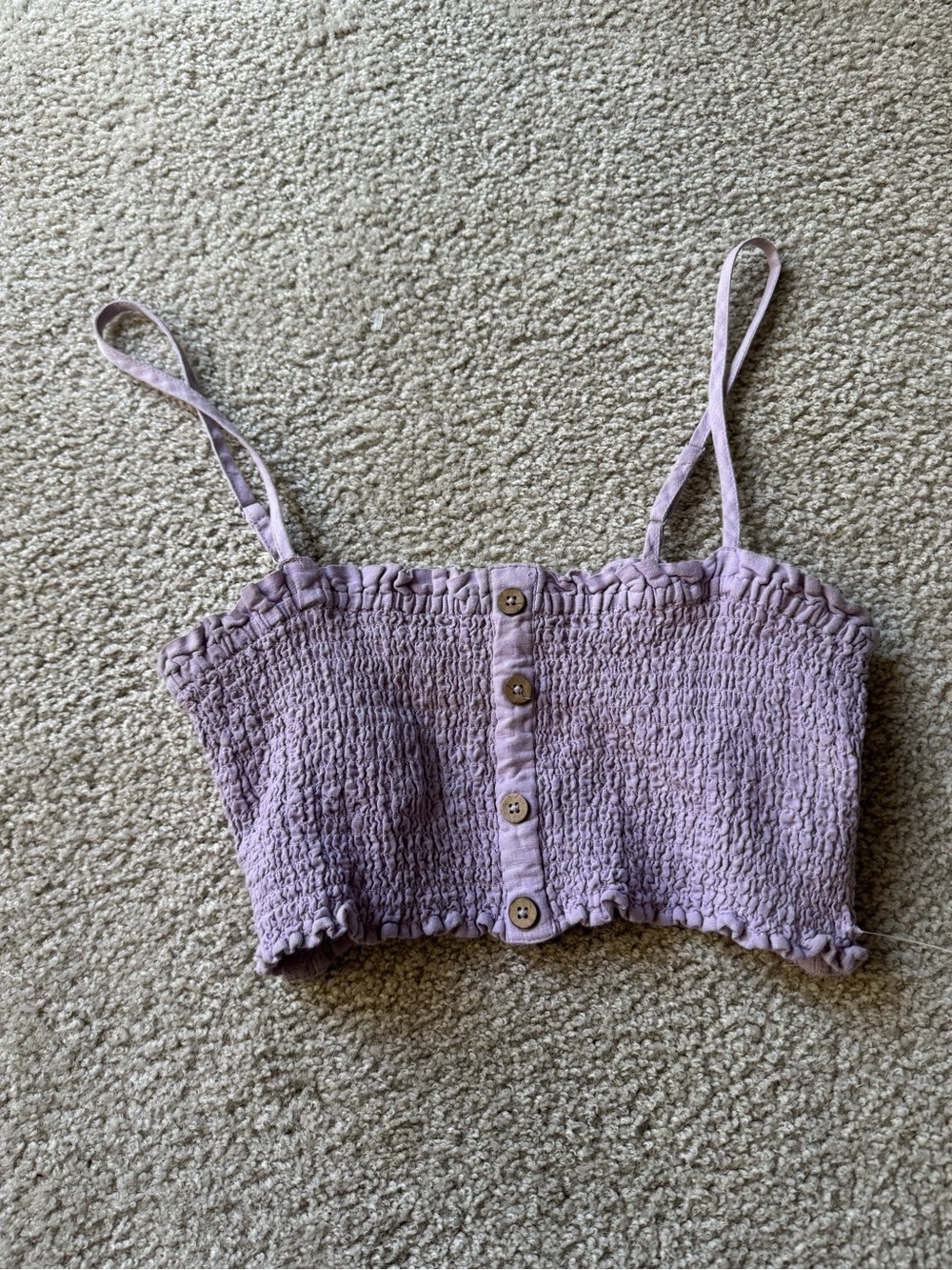 Urban Outfitters Lavender Smocked Button Crop Top Y2K sexy tee